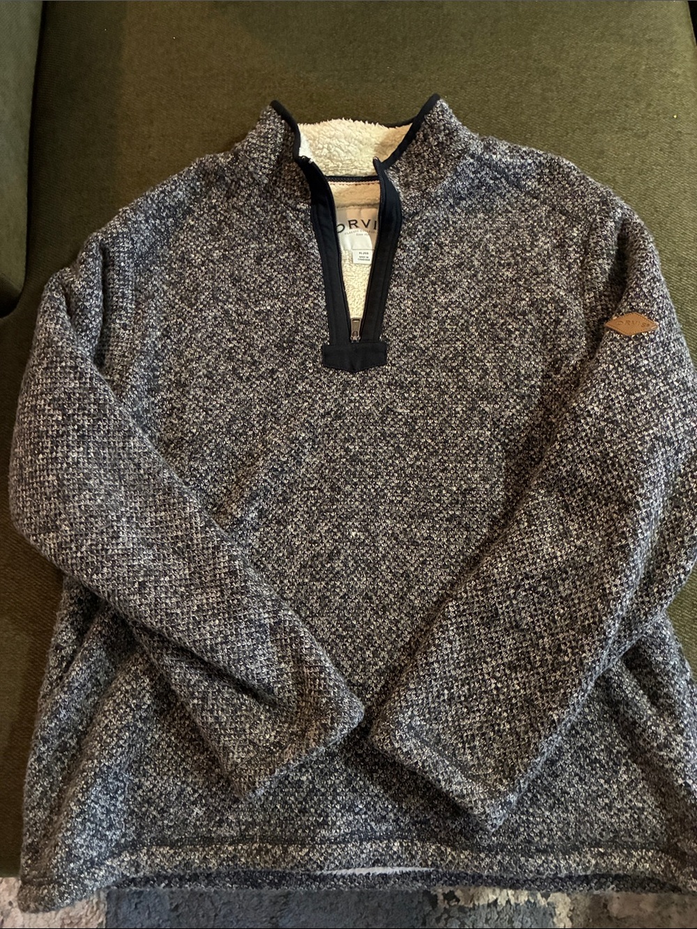 Orvis Men's Heathered Gray Quarter-Zip Fleece Sweater